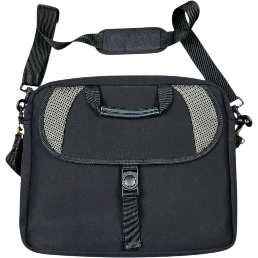 Laptop Bag Neoprene Messenger Shoulder Briefcase Black Gray Padded Foray‎